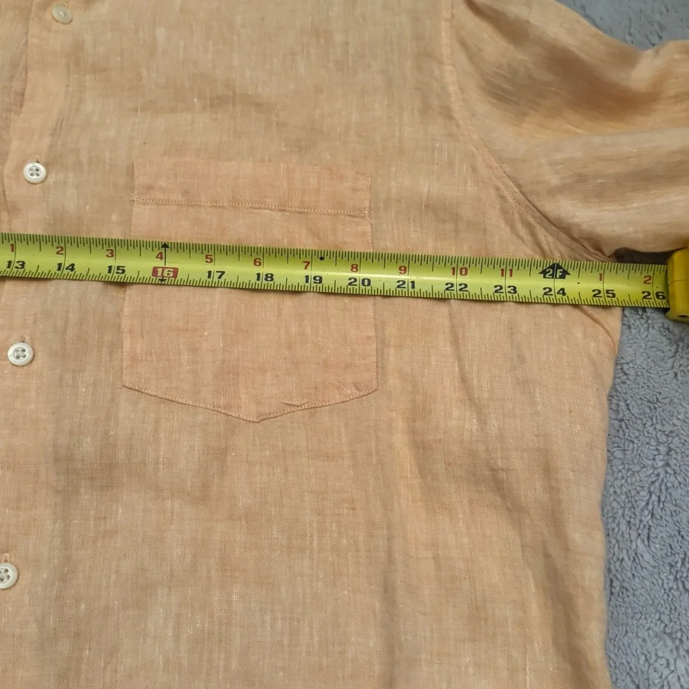 Banana Republic‎ Linen Button Up Shirt Peach Salmon XL Long Sleeve Pocket